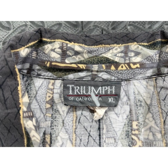 Triumph Motorcycles Shirt Adult Extra Large Gray Stripe Outdoor Casual Men's - Picture 11 of 14